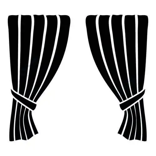 盛大开幕公告阶段 presintation 概念 打开窗帘 首映想法图标黑色矢量