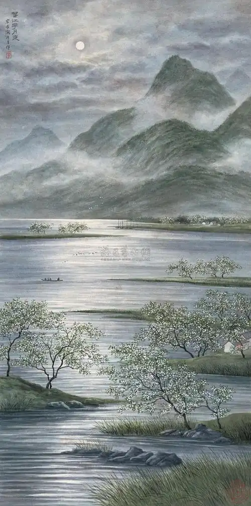 1152春江花月夜立轴设色纸本