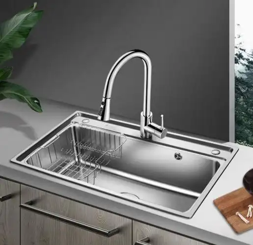 单槽洗碗水槽套餐厨房不锈钢洗菜菜盆槽大水池水槽套餐