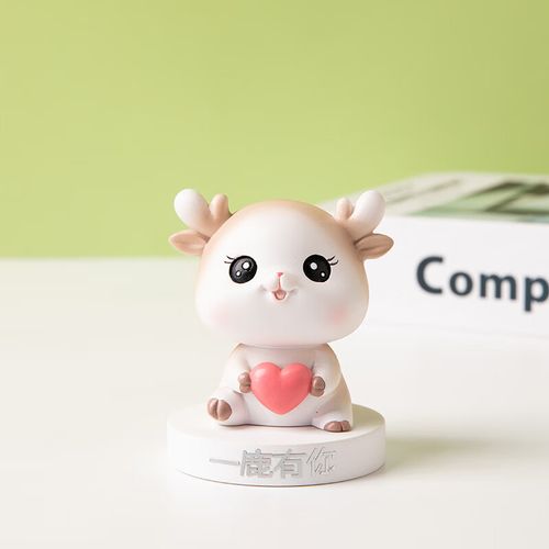 clcey可爱萌鹿一路平安汽车摆件车载车内饰品创意网红车上中控台装饰