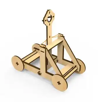 科学小制作投石机 儿童科技小制作投石机模型拼装小学科学发明教具