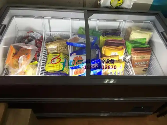 扬州生鲜超市卧式冷冻柜,徽点1.5米直冷圆弧玻璃门岛柜