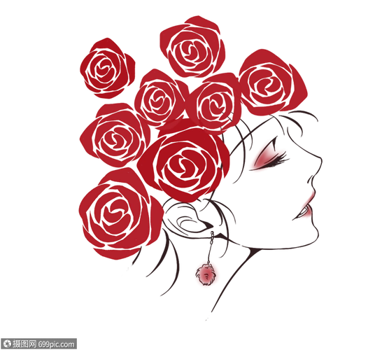 红玫瑰头像女性元素医护人员的女生节情人节