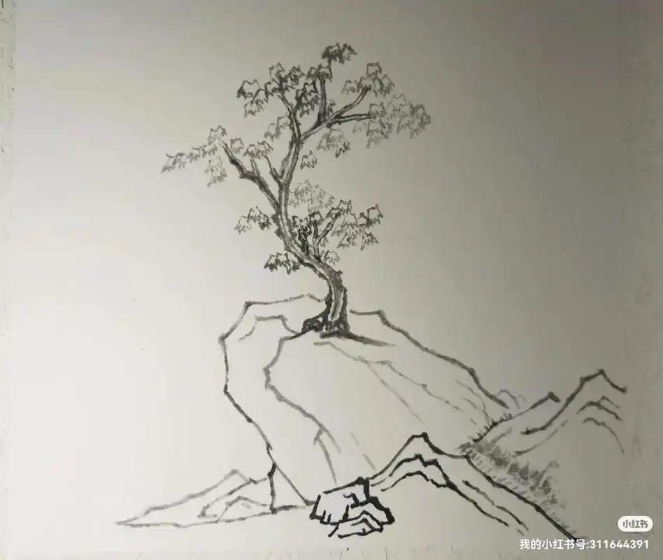 国画 山水画望江亭.虽然看着简单,知识点多多,不容易画好,从 - 抖音