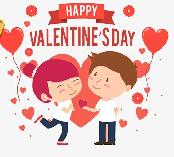 时尚情人节情侣卡通插画