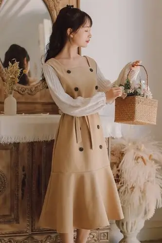 以蒙秋季连衣裙女学生韩版原宿风小清新秋天衣服高中初中生大学生少