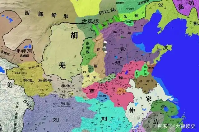 197年,东汉群雄割据形势