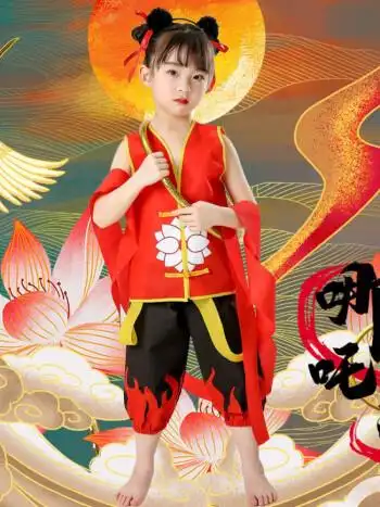 男童表演服走秀潮服幼儿园手工diy自制女童奥特曼亲子男女孩 哪吒闹海