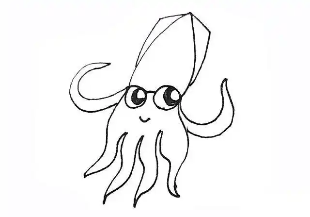 卡通鱿鱼简笔画