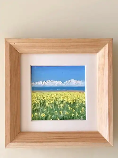 油画棒风景画青海湖绘画过程