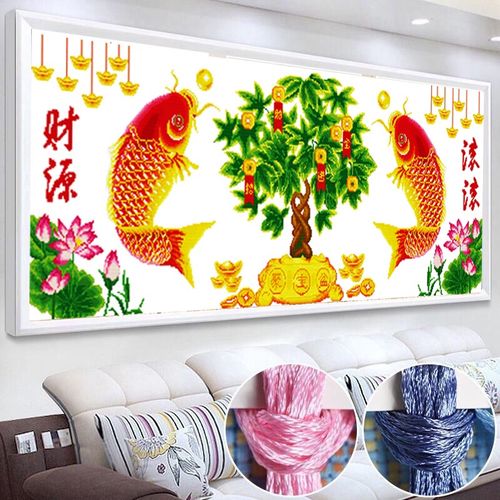 2021新款高端客厅卧室家和万事兴印花十字绣棉线绣家居风景画十字绣