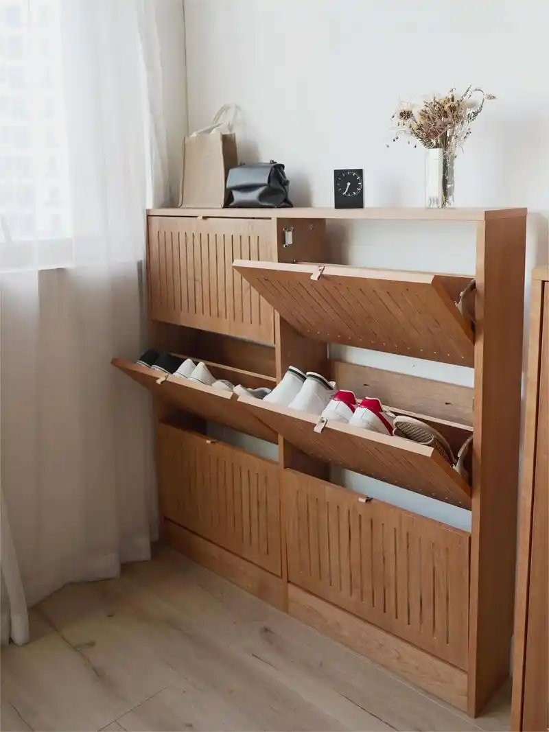 原木风 #无即所有 #实木鞋柜 新款翻斗鞋柜如期而至,下午 - 抖音