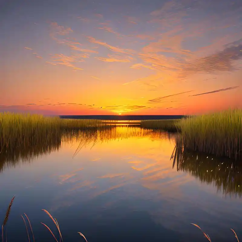 (分享一组图片)夕阳下的芦苇丛 #风景# #治愈系风景