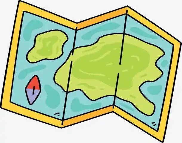 卡通折纸绿色地图