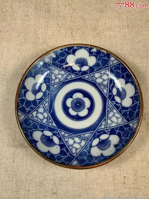 古董古玩收藏杂项近代日本回流瓷器茶盘盘子青花瓷茶托盆托