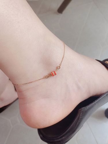 漂亮时尚脚裸金脚饰圆环镂空镶嵌小蛮腰轻奢韩国脚饰