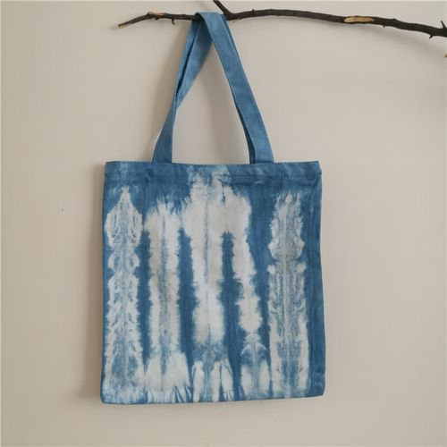 扎染帆布包蓝染包包女包云南大理白族手工草木植物染包单肩包 款式一