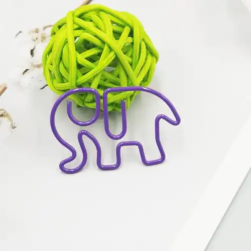 包塑回形针彩色大象动物曲别针 创意造型别针 金属异形回纹针散装