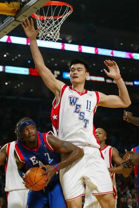 图文nba全明星赛精彩落幕姚明封堵小奥尼尔进攻