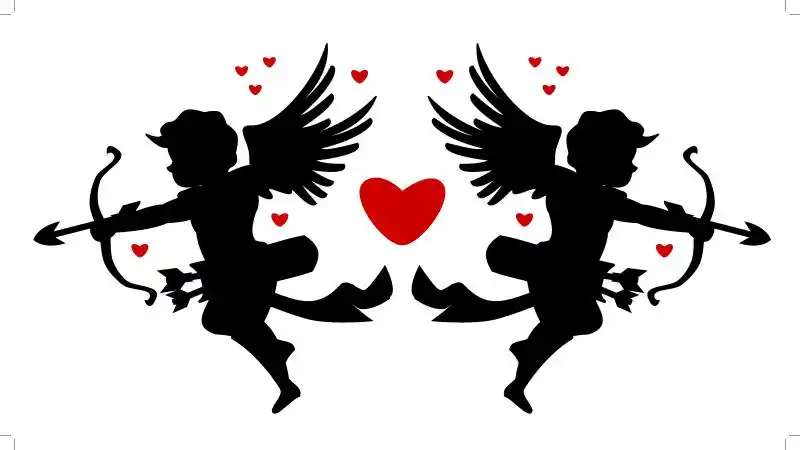 矢量爱心与丘比特设计图片