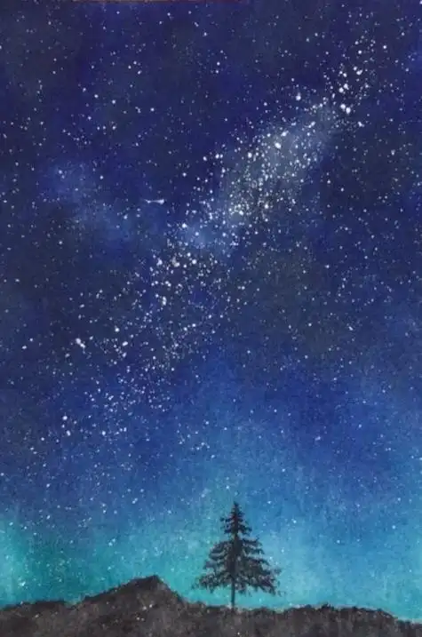 水彩星空画水彩星空画图片