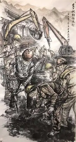 朱杰茹 国画蒋成杰 水彩黄凡亮 油画朱建东 油画《临时测温点》