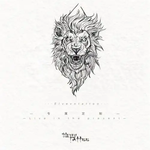 广州纹身tattoo狮子纹身手稿素材分享