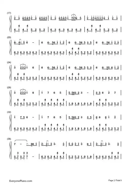 千本樱简单版初音未来双手简谱预览2