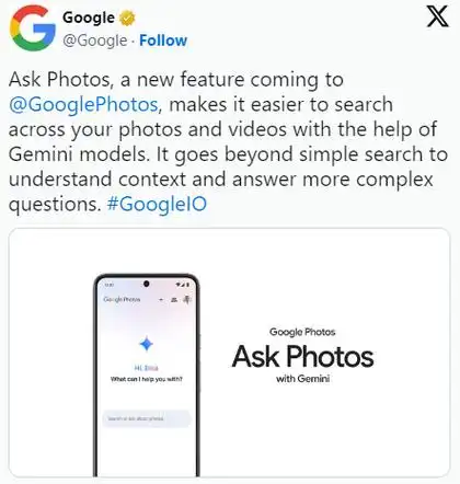谷歌相册将在夏季推出 "ask photos" 助手功能 提升搜索,识别照片能力