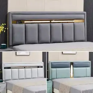 床头板实木靠背双人图片