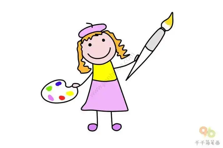 画画的小女孩怎么画简笔画