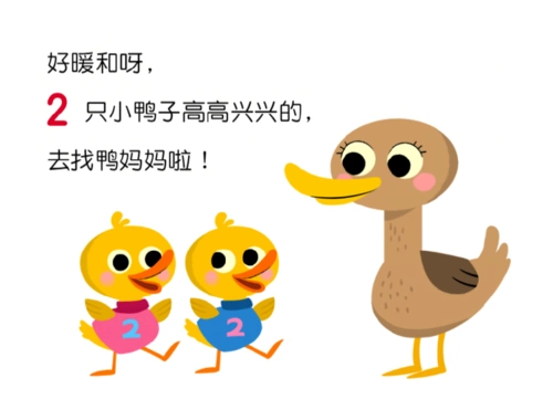 两只小鸭子,认识数字2