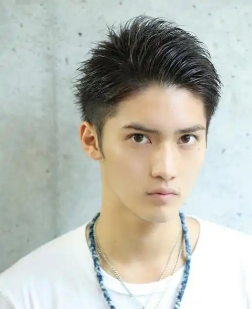 椭圆脸男生短发发型设计三面效果图