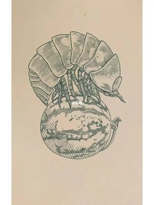 西瓜虫卷起来会变成西瓜钢笔画