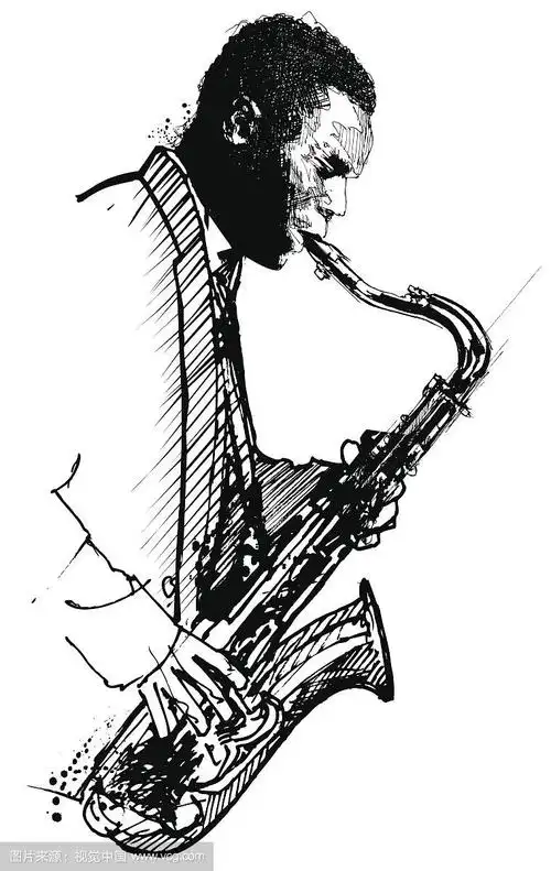 在白色背景上手绘萨克斯管手