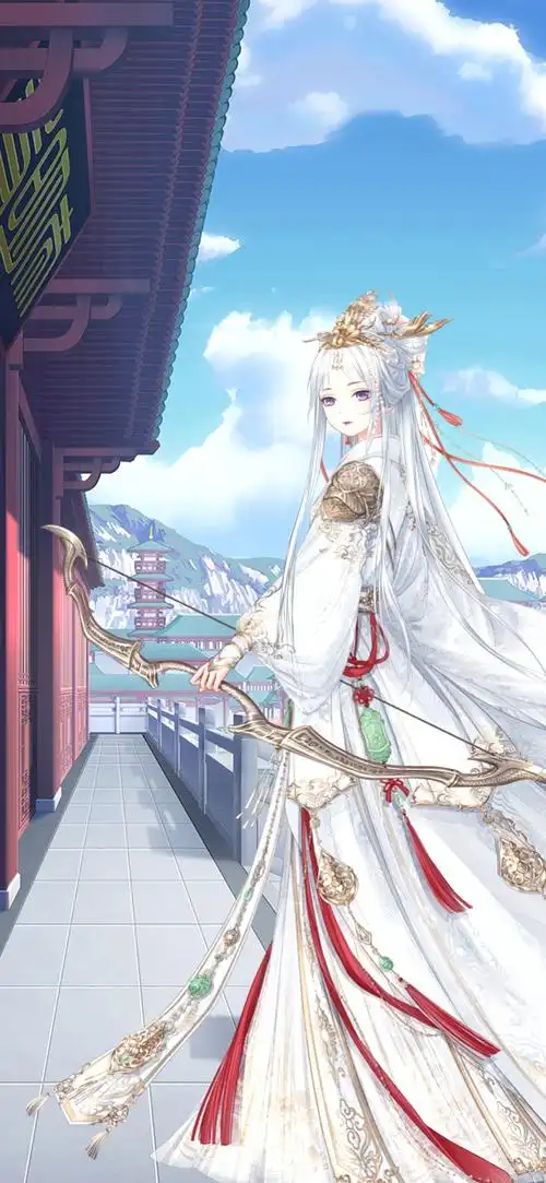 奇迹暖暖古装中式古典弓箭白发