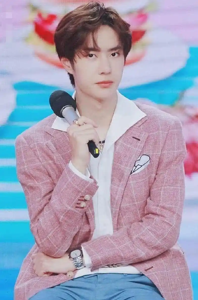 王一博穿粉色西装,"仙鹤坐姿"成全场最靓,比女生精致的酷盖.