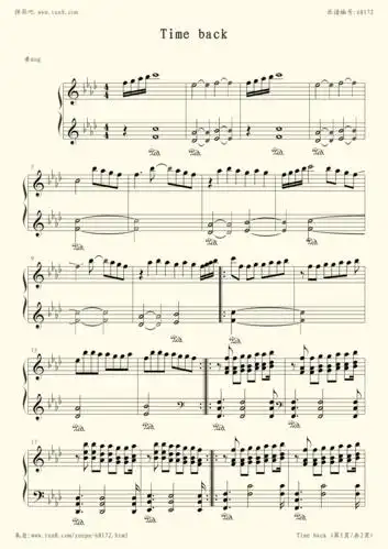 钢琴谱:time back