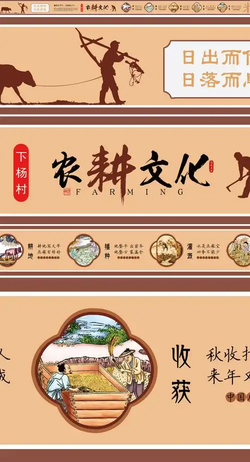 传统农耕文化墙素材