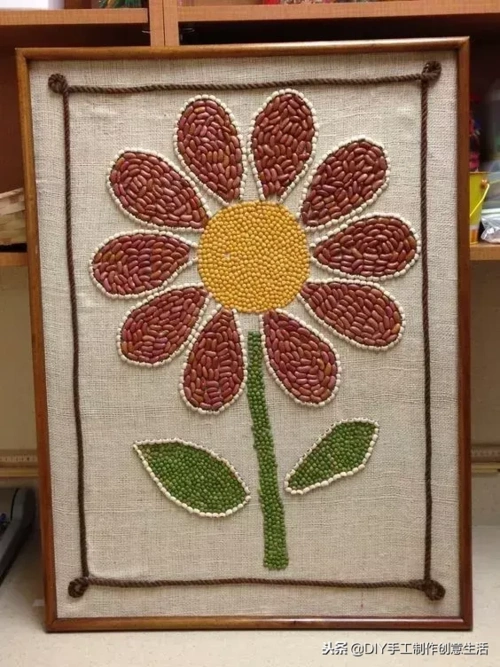 种子粘贴画(手工课作业:种子画)