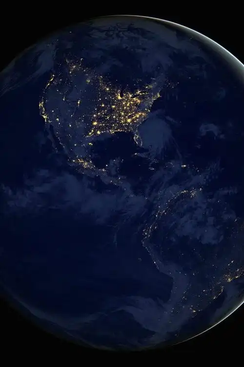 地球行星大洲夜晚灯光4k