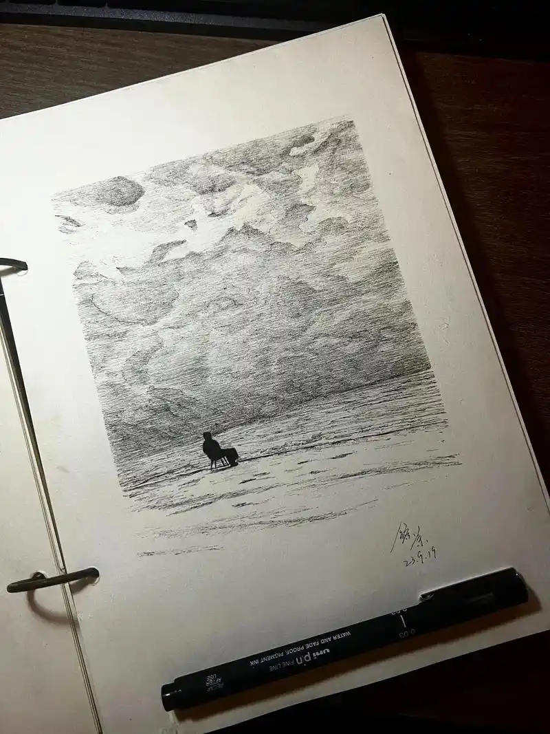 孤独要怎样描绘.针管笔风景#手绘 #画画 #氛围感 #原创  - 抖音