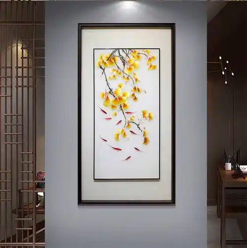 "三画进家,福来财旺",这些手工刺绣装饰画挂玄关,你家没理由不富贵