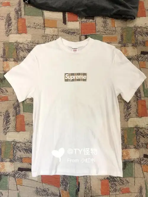 burberry巴宝利联名supreme短袖t恤白色