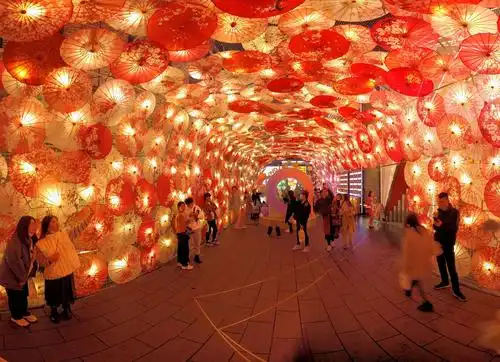 湖滨步行街上创意花灯