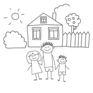 幸福的家庭和孩子们.小孩绘画方式矢量illustrati照片