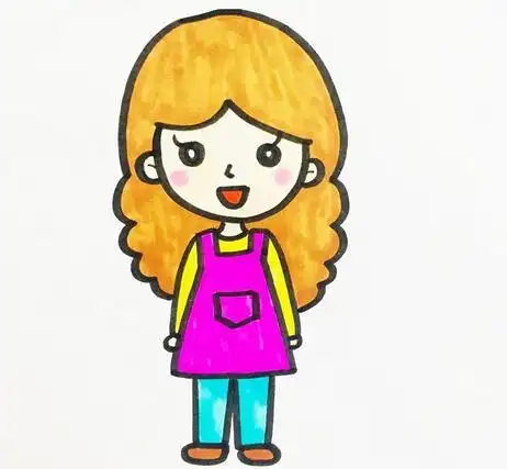 卷发女孩简笔画大人简笔画