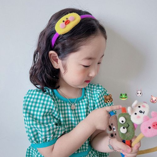 儿童发箍新款女宝宝可爱羊毛毡卡通动物发卡女童青蛙小兔子头箍