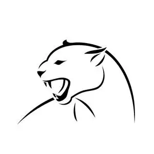 在白色的孤立的豹虎豹头像标志设计理念模板紧靠在织物上的黑豹的眼睛