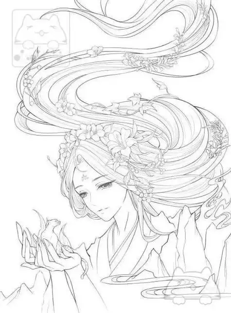 古风动漫女简笔画